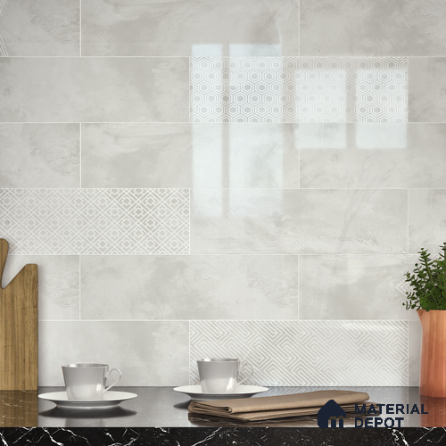 Subway Wall Tile TL 06427 W Eterna Frost 12 x 4 inch Ceramic Glossy Finish - 8 mm | Suitable for Accent / Feature Walls, Bathroom, Kitchen Wall & Backsplashes