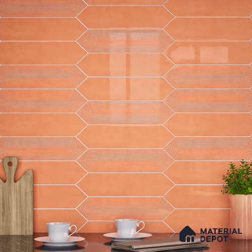 Subway Wall Tile TL 06430 B Lineage Picket Sunset Highlighter 12 x 3 inch Ceramic Glossy Finish - 10 mm  | Suitable for Accent / Feature Walls, Bathroom, Kitchen Wall & Backsplashes