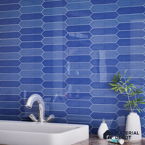 Subway Wall Tile TL 06430 C Lineage Picket Twilight Plain 12 x 3 inch Ceramic Glossy Finish - 10 mm  | Suitable for Accent / Feature Walls, Bathroom, Kitchen Wall & Backsplashes