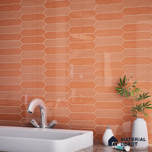 Subway Wall Tile TL 06430 Lineage Picket Sunset Plain 12 x 3 inch Ceramic Glossy Finish - 10 mm | Suitable for Accent / Feature Walls, Bathroom, Kitchen Wall & Backsplashes