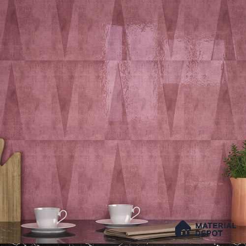 Subway Wall Tile TL 06164 B Solara Coral Blush Base 9 x 3 inch Ceramic Glossy Finish - 10 mm | 25 Random Design | Suitable for Accent / Feature Walls, Bathroom, Kitchen Wall & Backsplashes