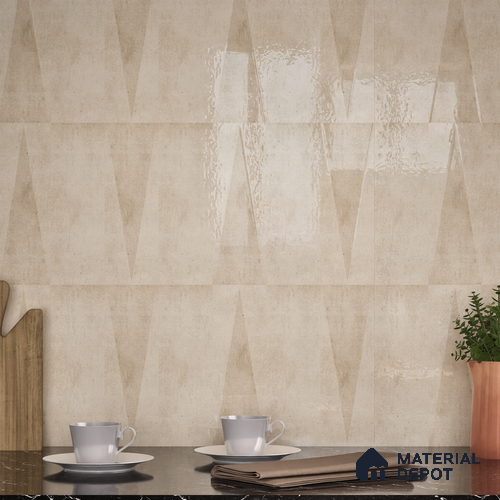 Subway Wall Tile TL 06164 E Solara Desert Sand Decor 9 x 3 inch Ceramic Glossy Finish - 10 mm | 25 Random Design | Suitable for Accent / Feature Walls, Bathroom, Kitchen Wall & Backsplashes