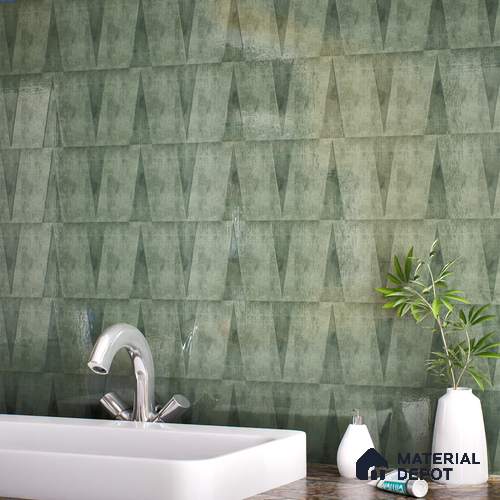 Subway Wall Tile TL 06164 K Solara Forest Green Decor 9 x 3 inch Ceramic Glossy Finish - 10 mm | 25 Random Design | Suitable for Accent / Feature Walls, Bathroom, Kitchen Wall & Backsplashes