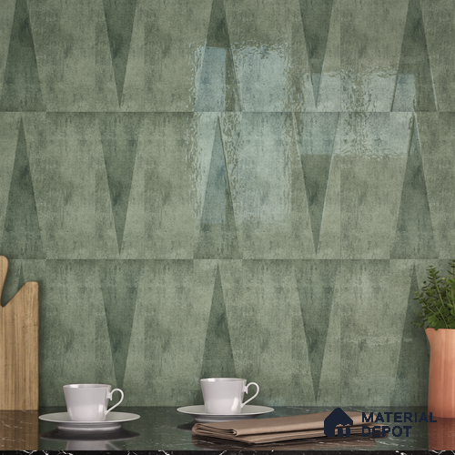Subway Wall Tile TL 06164 K Solara Forest Green Decor 9 x 3 inch Ceramic Glossy Finish - 10 mm | 25 Random Design | Suitable for Accent / Feature Walls, Bathroom, Kitchen Wall & Backsplashes