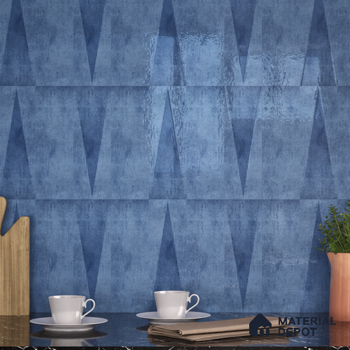 Subway Wall Tile TL 06164 M Solara Azure Zinc Decor 9 x 3 inch Ceramic Glossy Finish - 10 mm | 25 Random Design | Suitable for Accent / Feature Walls, Bathroom, Kitchen Wall & Backsplashes