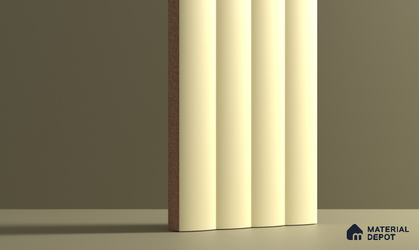 Fluted Subway Wall Tile TL 06165 B Whistle Glow Whisper 12 x 3 inch Ceramic Matte Finish - 10 mm  | Suitable for Accent / Feature Walls, Bathroom, Kitchen Wall & Backsplashes