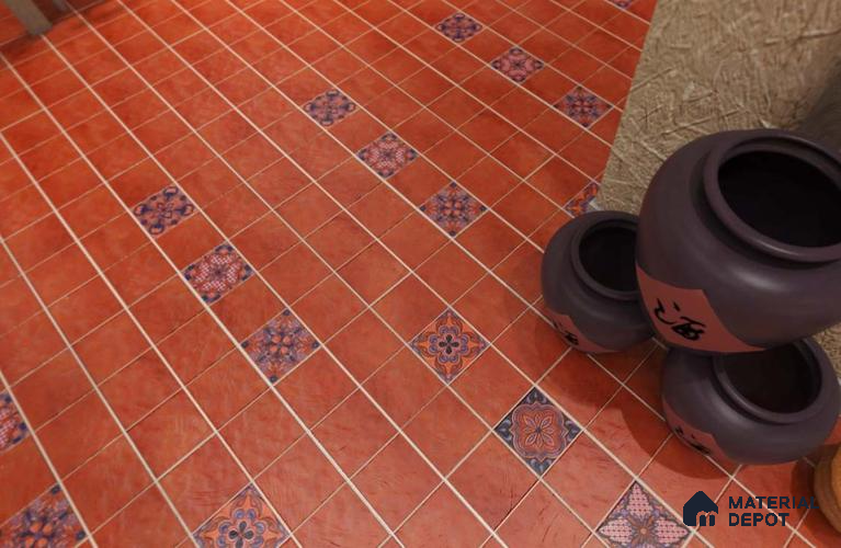 Moroccan Look Floor Tile TL 06574 H Penny Brown Decore 35 Inch x 6 Inch Vitrified Matte Finish - 9 mm | Suitable for Living Room, Kitchen & Bedroom