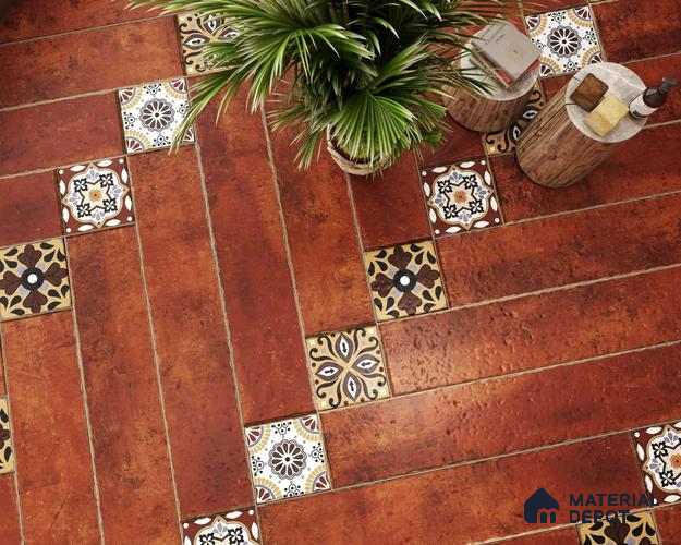 Stone Look Floor Tile TL 06571 B Hannah Choco 35 Inch x 6 Inch Vitrified Matte Finish - 9 mm | Suitable for Living Room, Kitchen & Bedroom