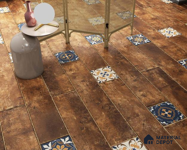 Stone Look Floor Tile TL 06571 D Hannah Nut 35 Inch x 6 Inch Vitrified Matte Finish - 9 mm | Suitable for Living Room, Kitchen & Bedroom