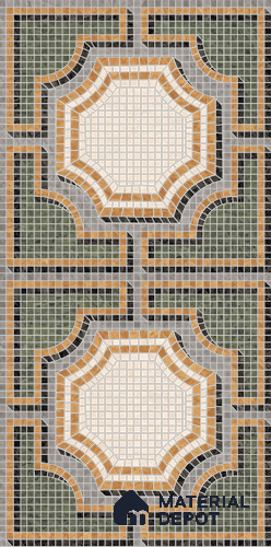 Faux Mosaic Floor & Wall Tile TL 10843 C Olive 4 ft x 2 ft Vitrified Granula Carving Matte Finish - 9 mm | 4 Random Design | Suitable for Living Room, Bedroom, Dining, Kitchen & Bathroom