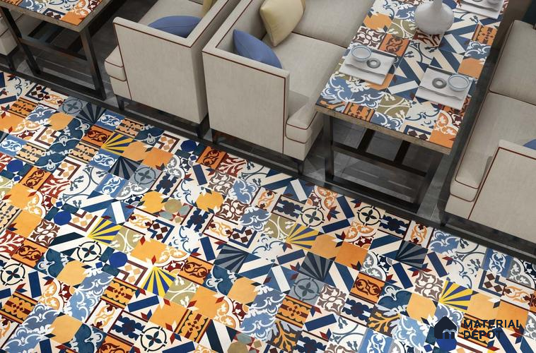 Moroccan Look Floor Tile TL 06575 C Mexico Flora 35 Inch x 6 Inch Vitrified Matte Finish - 9 mm | Suitable for Living Room, Kitchen & Bedroom