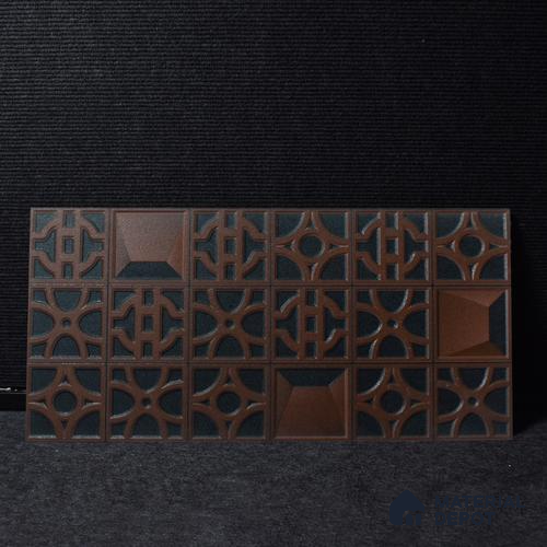 Patterned Wall Tile TL 00130 Marrone Brown 2 ft x 1 ft Matte Finish Ceramic High Depth Elevation Tile - 9 mm | Please Expect a Slight Variation of Pattern