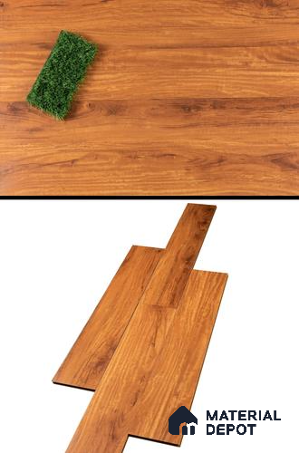 A close-up of a HDF Laminate Wood Floor Crystal Finish Heirloom LF 00266 | 4 ft x 7.8 inch x 12 mm | AC4 Grade | Arc Click With Wax Coating | Paper Joint Groove | Suitable for Flooring, Living Room, Bedroom available at Material Depot in Bangalore