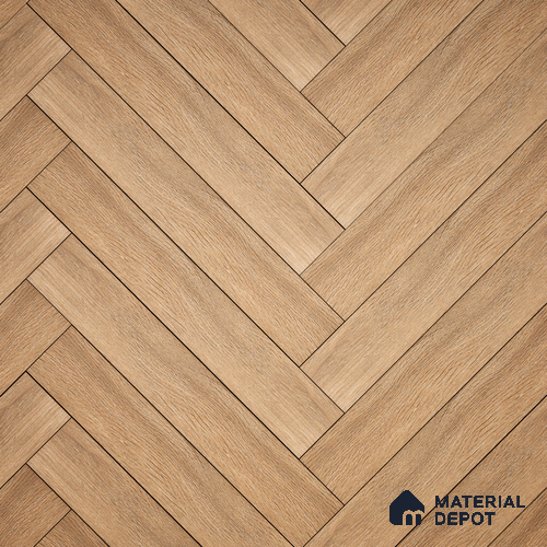 A close-up of a HDF Laminate Wood Floor Embossed Finish Herringbone LF 00296 | 2 ft x 4 inch x 8 mm | AC4 Grade | Type A | Single Click Lock | U Groove | Suitable for Flooring, Living Room, Bedroom available at Material Depot in Bangalore