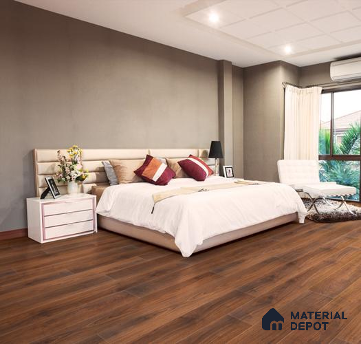 HDF Laminate Wood Floor AC5 Grade LF 00349 Refined Royal Walnut 71 x 8 inch (1815x196 mm) - 12 mm | 100 HRS Spill Proof | EIR Surface | Anti Static and Stain Resistant | 0.5 mm Small V Groove | Uniclic