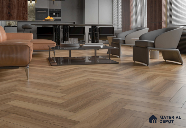 Laminate Wood Floor AC5 Grade LF 00360 Ivory Teak 24 x 4 inch (600x100 mm) - 8 mm | 0.5 mm V Groove | Real Wood Touch Surface | Uniclic Installation