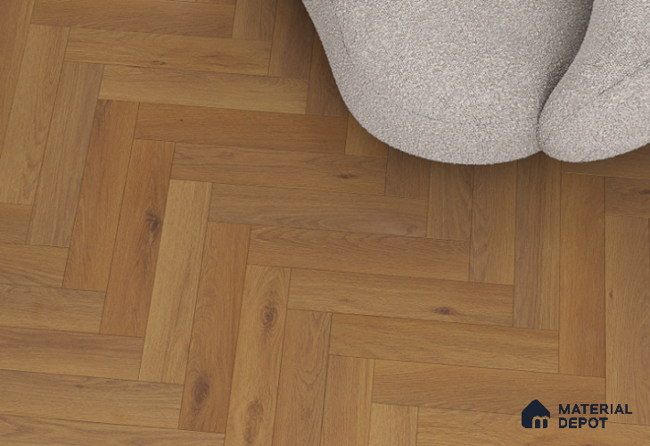 Laminate Wood Floor AC5 Grade LF 00358 F Alpine Lace Herringbone 19 x 4 inch (470x95 mm) - 8.3 mm | 0.5 mm V Groove | Real Wood Touch Surface | Uniclic Installation