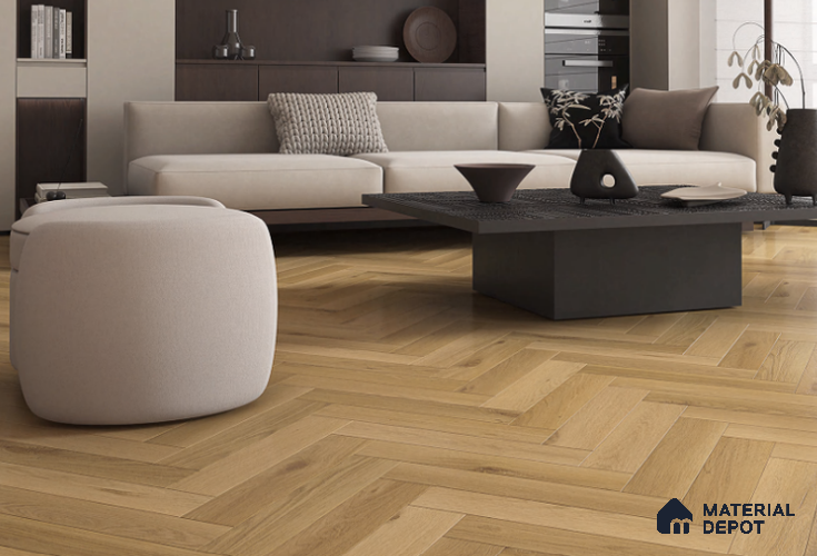 Laminate Wood Floor AC5 Grade LF 00358 C Provence Charm Herringbone 19 x 4 inch (470x95 mm) - 8.3 mm | 0.5 mm V Groove | Real Wood Touch Surface | Uniclic Installation