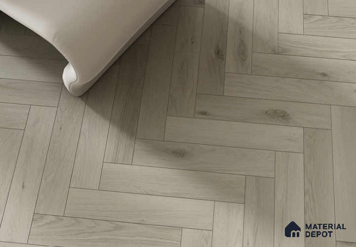 Laminate Wood Floor AC5 Grade LF 00358 H Sterling Herringbone 19 x 4 inch (470x95 mm) - 8.3 mm | 0.5 mm V Groove | Real Wood Touch Surface | Uniclic Installation