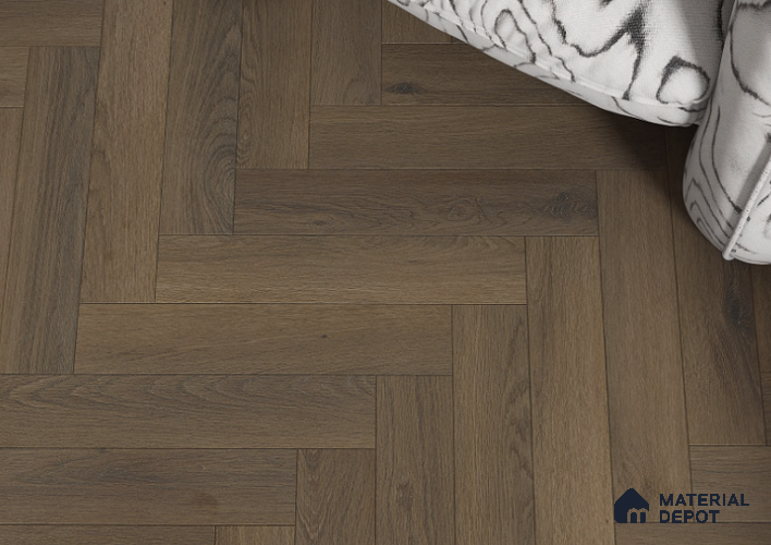 Laminate Wood Floor AC5 Grade LF 00358 E Tuscan Estate Herringbone 19 x 4 inch (470x95 mm) - 8.3 mm | 0.5 mm V Groove | Real Wood Touch Surface | Uniclic Installation