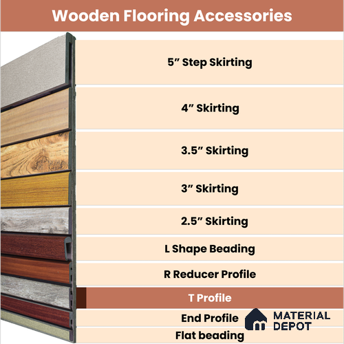 MDF T Profile Reserve TF 00234 M | 8 ft x 12 mm x 12 mm | Compatible for Laminate Wood Floor LF 00326 E