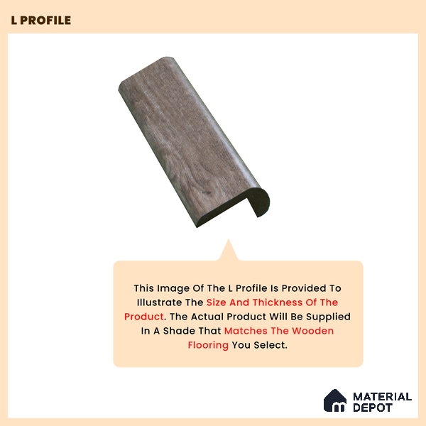 MDF L Nosing Profile Evoke TF 00299 X | 8 ft x 25 x 45 x 12 mm | Compatible for Laminate Wood Floor LF 00339 D