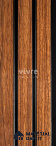 Brown Wooden Louver 2002 Nogal 8 ft x 4.9 inch Charcoal Panel - 12 mm | Suitable for Feature Wall, TV Unit & Living Room | Width is Subjected to 5% Variation