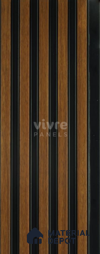 Brown Wooden Louver 2003 Nogal 8 ft x 4.9 inch Charcoal Panel - 12 mm | Suitable for Feature Wall, TV Unit & Living Room | Width is Subjected to 5% Variation