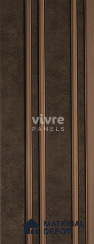 Brown Leather Louver 2020 Azabache 8 ft x 4.9 inch Charcoal Panel - 12 mm | Suitable for Feature Wall, TV Unit & Living Room | Width is Subjected to 5% Variation