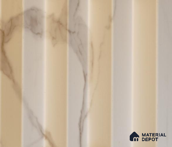 White Marble Louver PN 00086 (5050-201) 9 ft x 4.7 inch MDF Panel - 18 mm | Suitable for Feature Wall, TV Unit & Living Room | Width is Subjected to 5% Variation