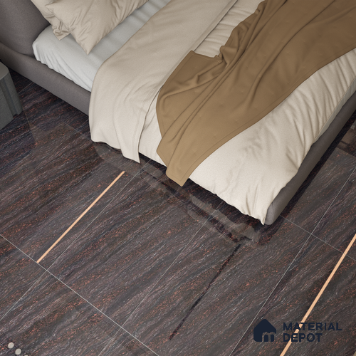 Double Charge Floor & Wall Tile TL 00427 Dualcore Jet Black 4 ft x 2 ft Vitrified Glossy Finish - 9 mm | Suitable for Bedroom, Living Room, Office & Bathroom Wall