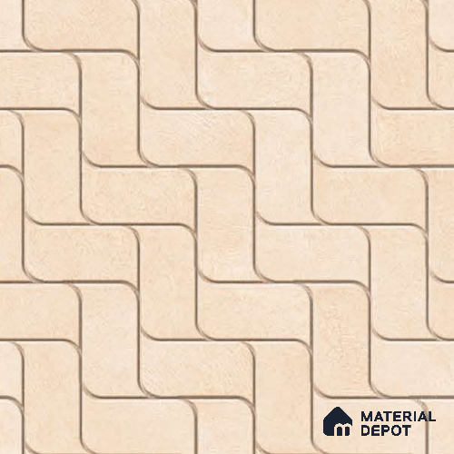 Patterned Floor Tile TL 10828 B Ivory Block 20 inc x 20 inc Matte Finish Vitrified Heavy Duty Parking Tile - 12 mm | Pattern Alignment May Vary | 2-3 mm Spacer is Mandatory