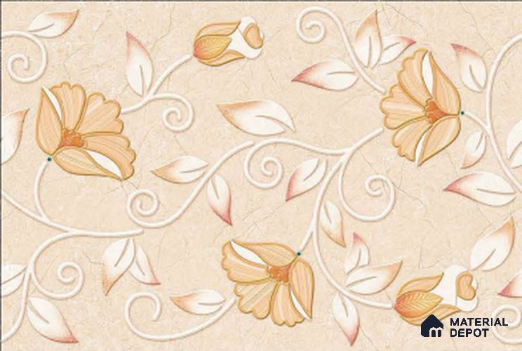 TL 01771 C Highlighter Flowery Cream 18 x 12 inch Glossy Finish Ceramic Wall Tile - 7 mm