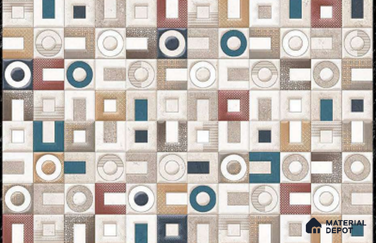 TL 01774 C Highlighter Geometric Mix 18 x 12 inch Glossy Finish Ceramic Wall Tile - 7 mm