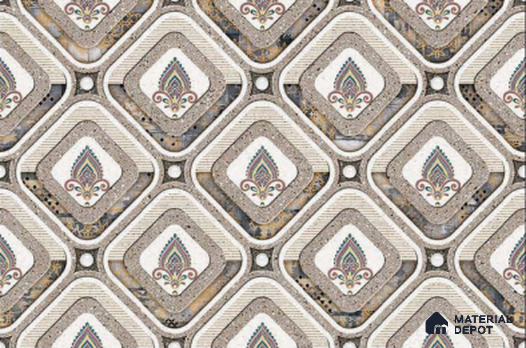 TL 01783 B Highlighter Geometric Grey 18 x 12 inch Glossy Finish Ceramic Wall Tile - 7 mm