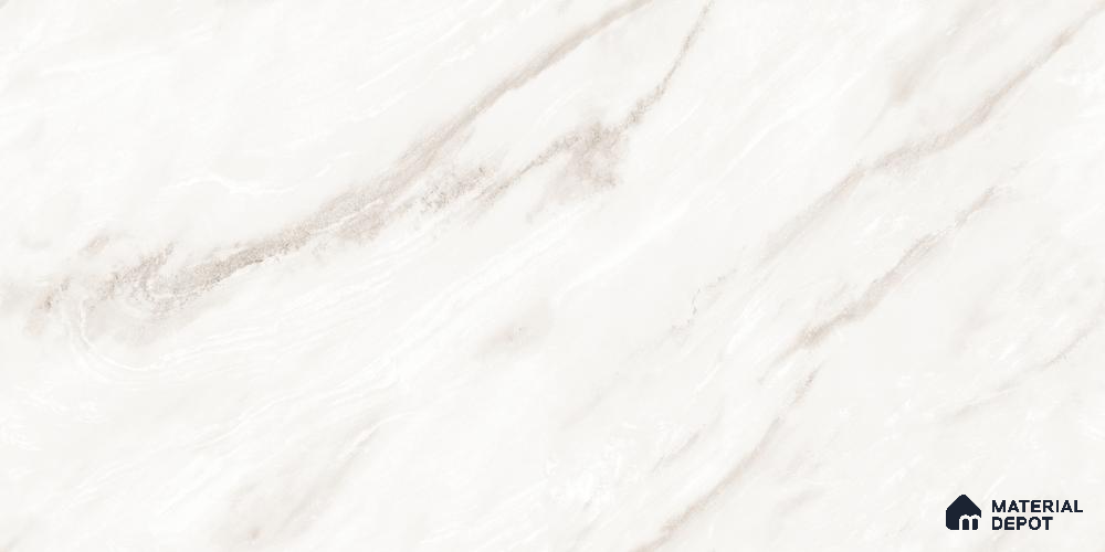 Marble Floor & Wall Tile Michelangelo White Glossy Finish TL 00975 | 5 ft x 2.5 ft Vitrified Slab - 9 mm | 4 Random Design | Suitable for Living Room, Bedroom