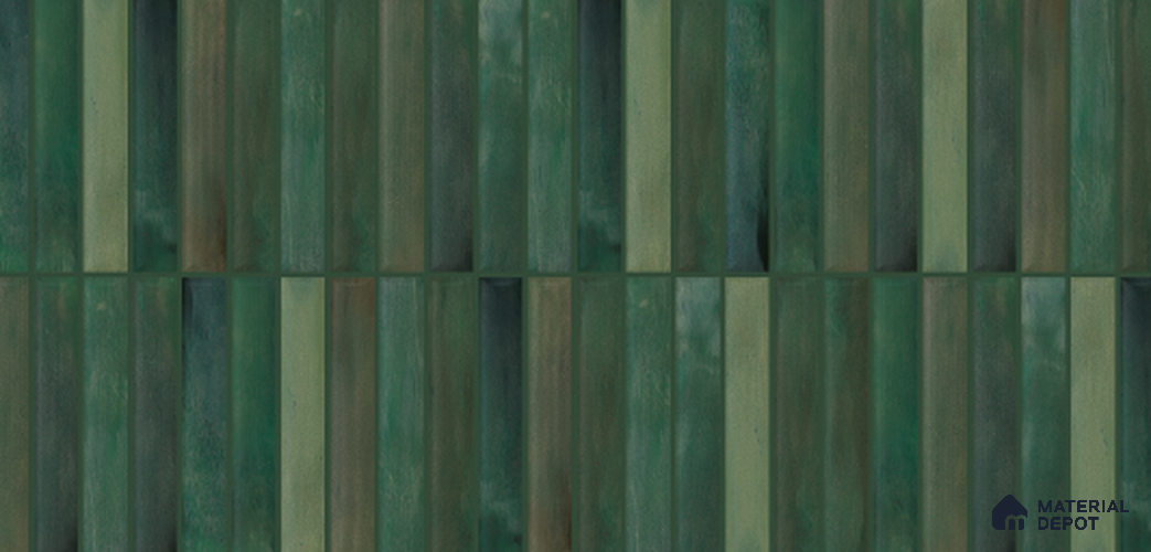 Faux Subway Wall Tile TL 10775 C Peak Green Highlighter 2 ft x 1 ft Glossy Finish Ceramic Tile - 9 mm | Please Expect a Slight Variation of Pattern