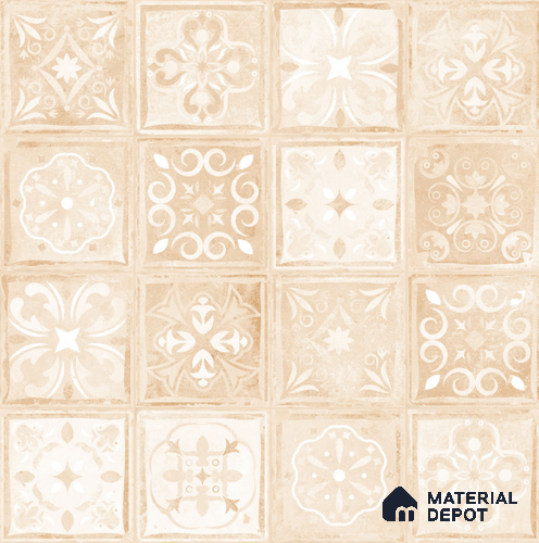 Moroccan Wall & Floor Tile TL 10817 Ivory Sand 1 ft x 1 ft Matt Luster Finish Ceramic Tile - 10 mm | Please Expect a Slight Variation of Pattern