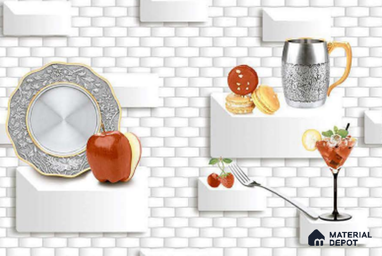 TL 02129 B KT 1 Glass White 18 x 12 inch Glossy Finish Ceramic Wall Tile - 7 mm