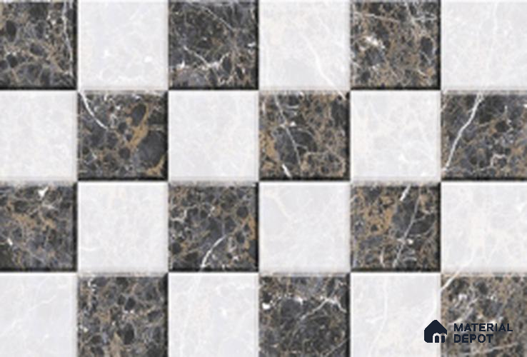 TL 01804 B Highlighter 1 Chess Grey 18 x 12 inch Glossy Finish Ceramic Wall Tile - 7 mm