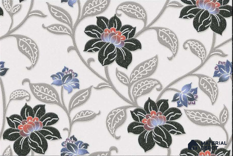 TL 01773 C Highlighter Floral White 18 x 12 inch Glossy Finish Ceramic Wall Tile - 7 mm