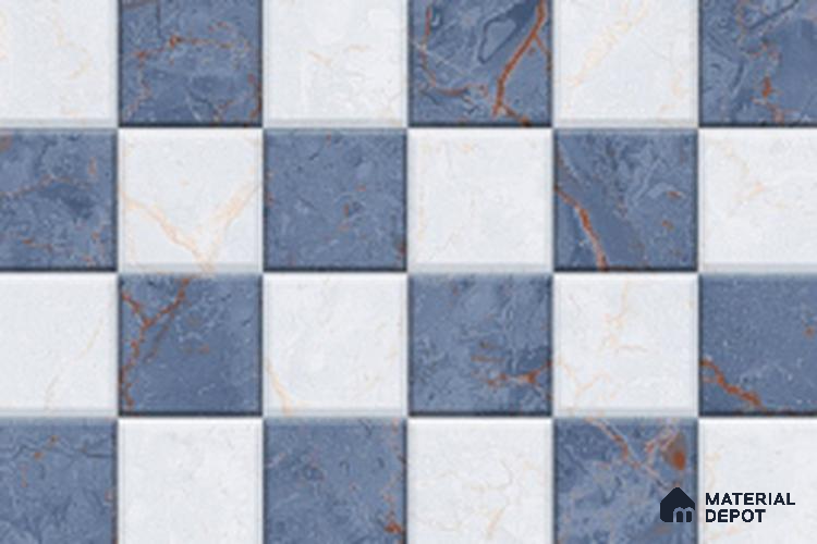 TL 01807 B Highlighter Chess Blue 18 x 12 inch Glossy Finish Ceramic Wall Tile - 7 mm