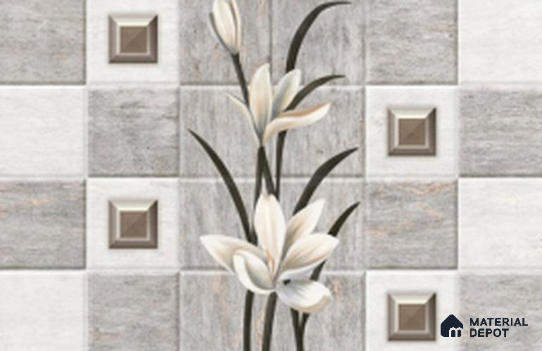 TL 01803 B Highlighter Lily Grey 18 x 12 inch Glossy Finish Ceramic Wall Tile - 7 mm