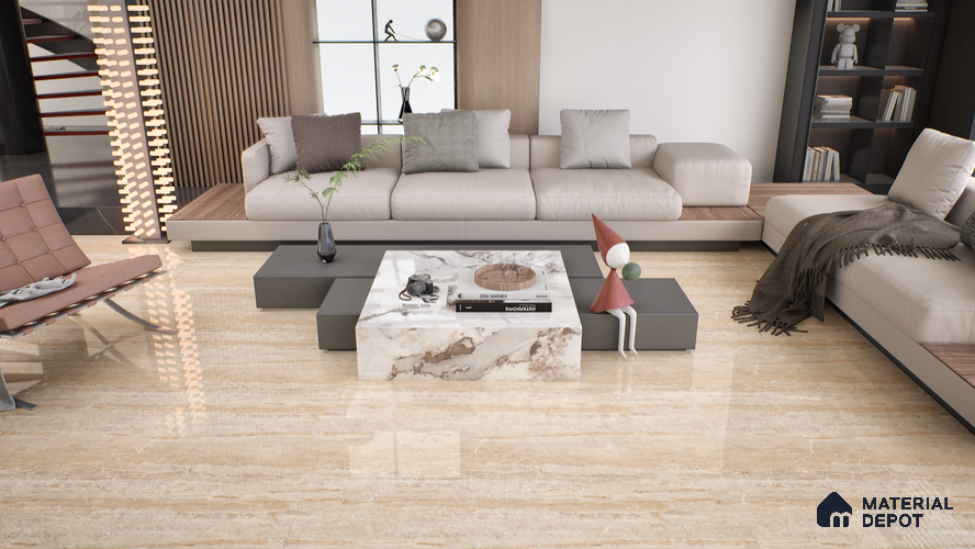 Marble Wall & Floor Tile TL 05140 Marblis Mahogany Marble 4 ft x 2 ft Vitrified Endless Glossy Finish - 9 mm (Random 2) | Suitable for Living Room, Bedroom & Bathroom