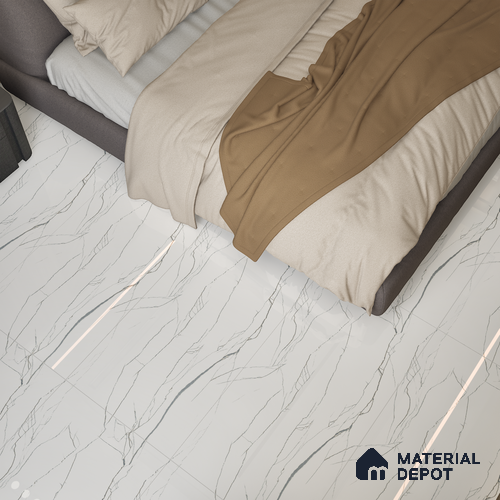 Marble Wall & Floor Tile TL 05113 Marblis Pearl Whisper 4 ft x 2 ft Vitrified Endless Glossy Finish - 9 mm (Random 4) | Suitable for Living Room, Bedroom & Bathroom