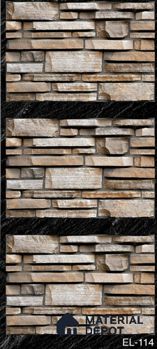 Brick Wall Tile TL 01788 Stonis Grey 18 x 12 inch Glossy Finish Ceramic Tile - 7 mm