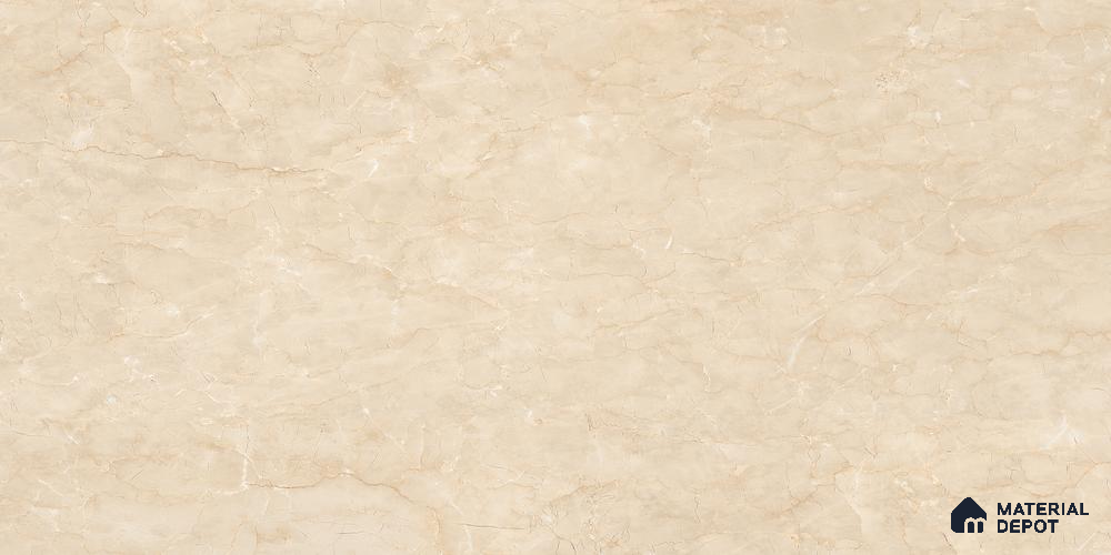 Marble Floor & Wall Tile Warm Ivory Glossy Finish TL 02153 | 5 ft x 2.5 ft Vitrified Slab - 9 mm | 2 Random Design | Suitable for Living Room, Bedroom