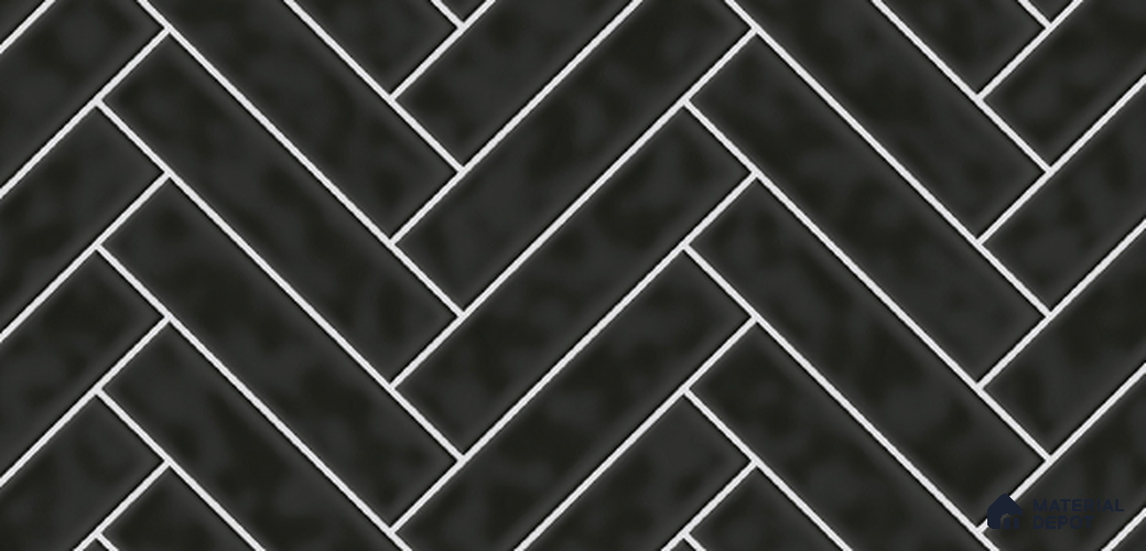 Faux Subway Wall Tile TL 10753 B Black Midnight Dark 2 ft x 1 ft Glossy Finish Ceramic Tile - 9 mm | Please Expect a Slight Variation of Pattern
