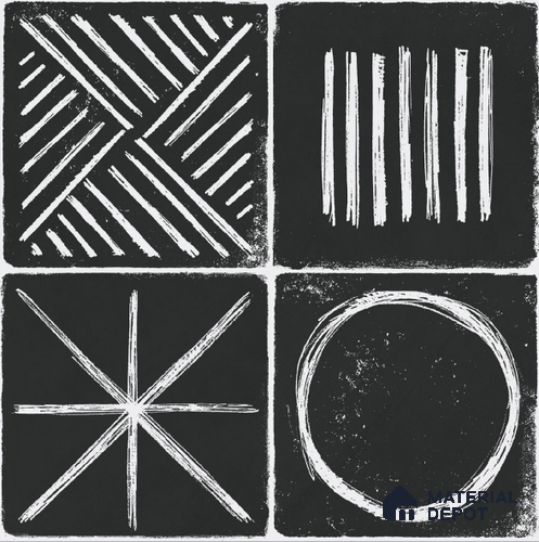 Moroccan Wall & Floor Tile TL 10826 B Ebony Geometric 1 ft x 1 ft Matt Luster Finish Ceramic Tile - 10 mm | Random Design | Please Expect a Slight Variation of Pattern