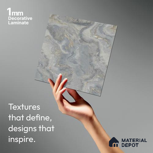 Grey Marble Look LM 03775 8 ft x 4 ft Matte Finish Decorative Laminate - 1 mm | Suitable for TV Unit, Wardrobe, Kitchen Cabinets